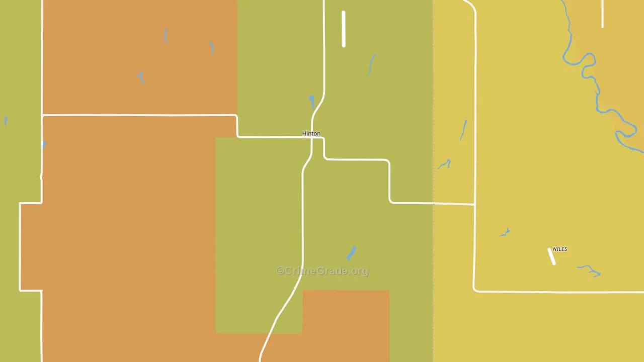 Hinton, OK Map of Theft Rates