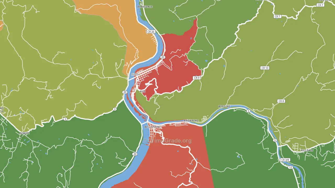 Hinton, WV Map of Theft Rates