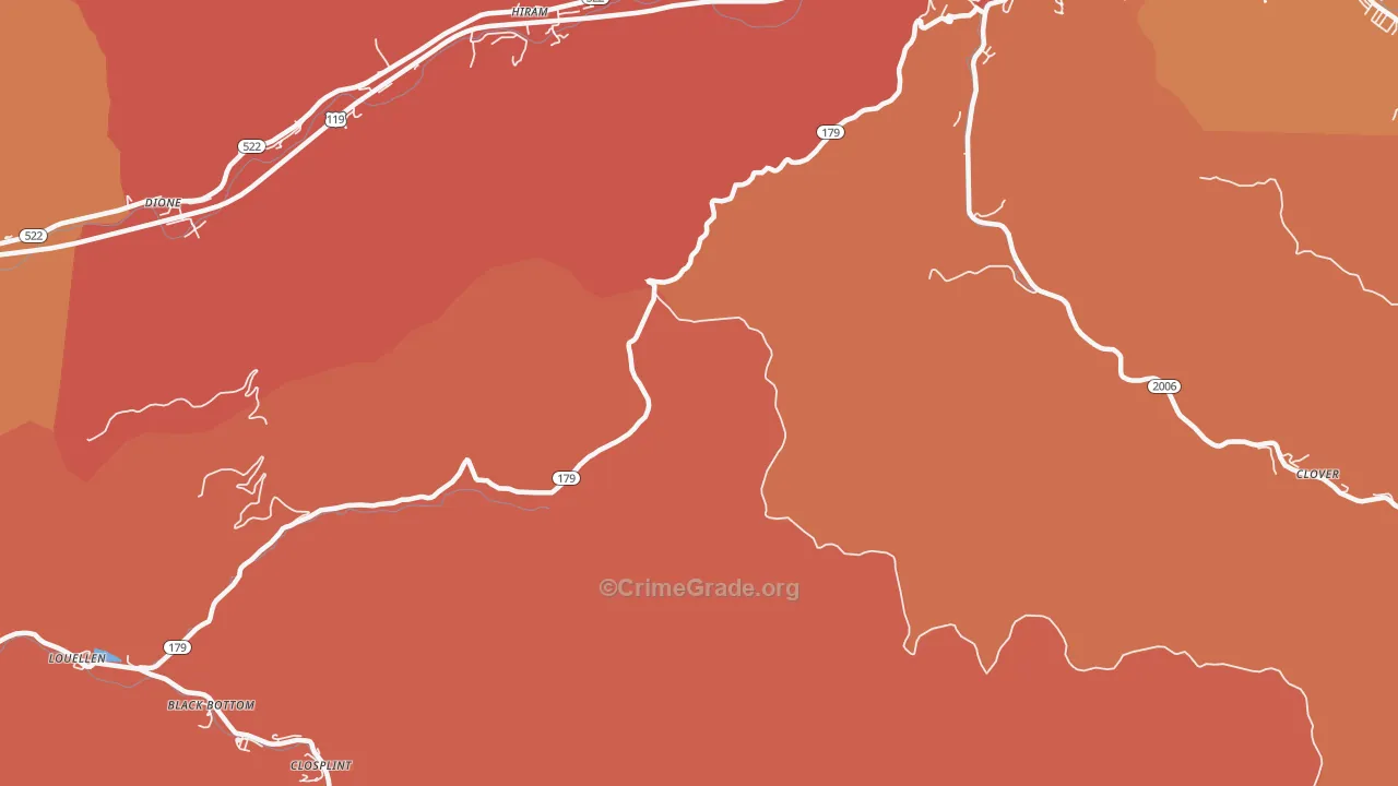 Hiram, KY Map of Theft Rates