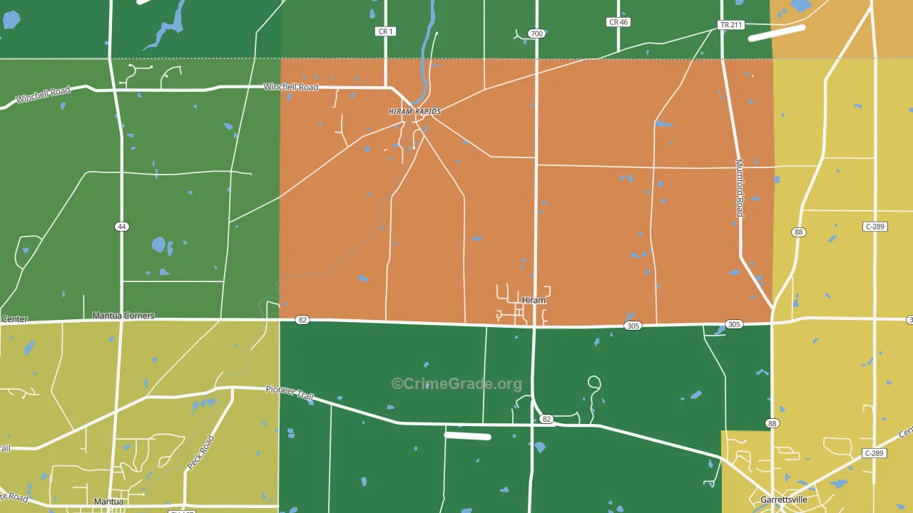Hiram, OH Map of Theft Rates