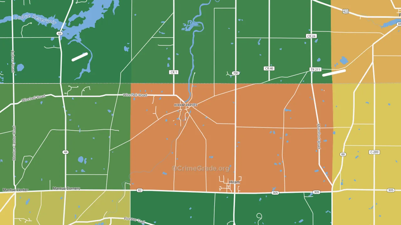 Hiram Rapids, OH Map of Theft Rates