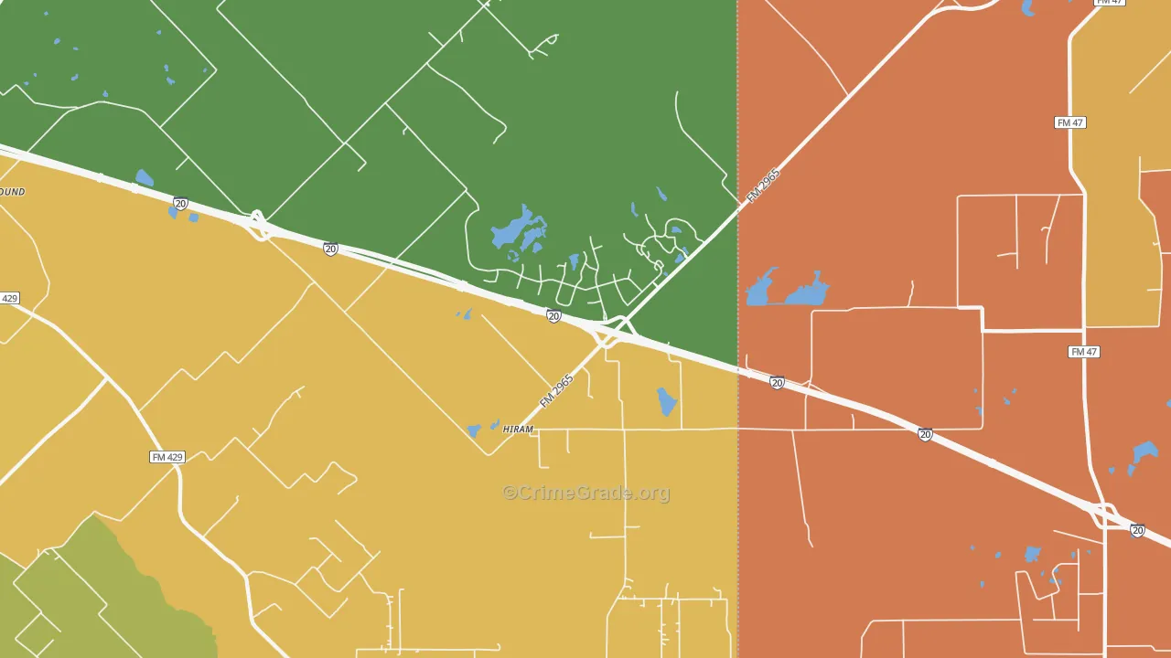 Hiram, TX Map of Theft Rates