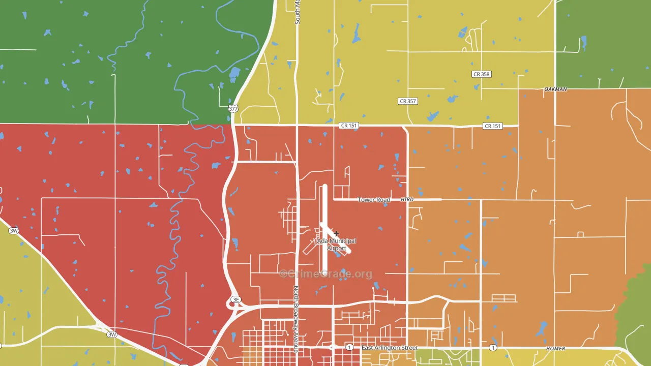 Hird, OK Map of Theft Rates