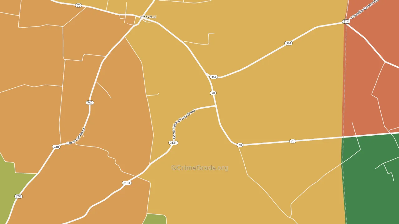 Hiseville, KY Map of Theft Rates
