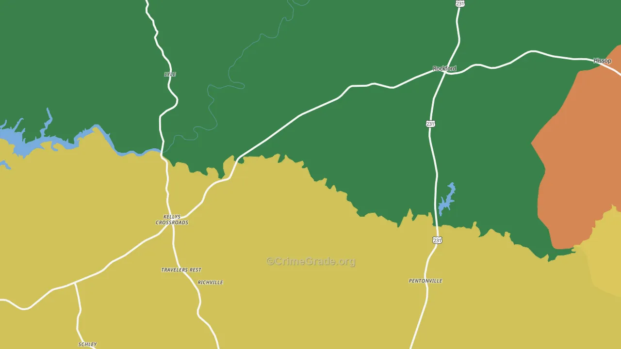 Hissop, AL Map of Theft Rates