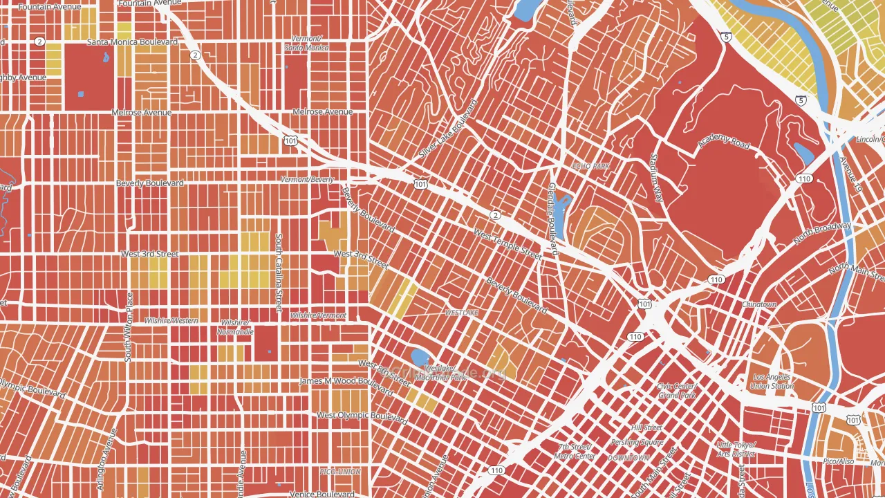 Historic Filipinotown, Los Angeles, CA Map of Theft Rates