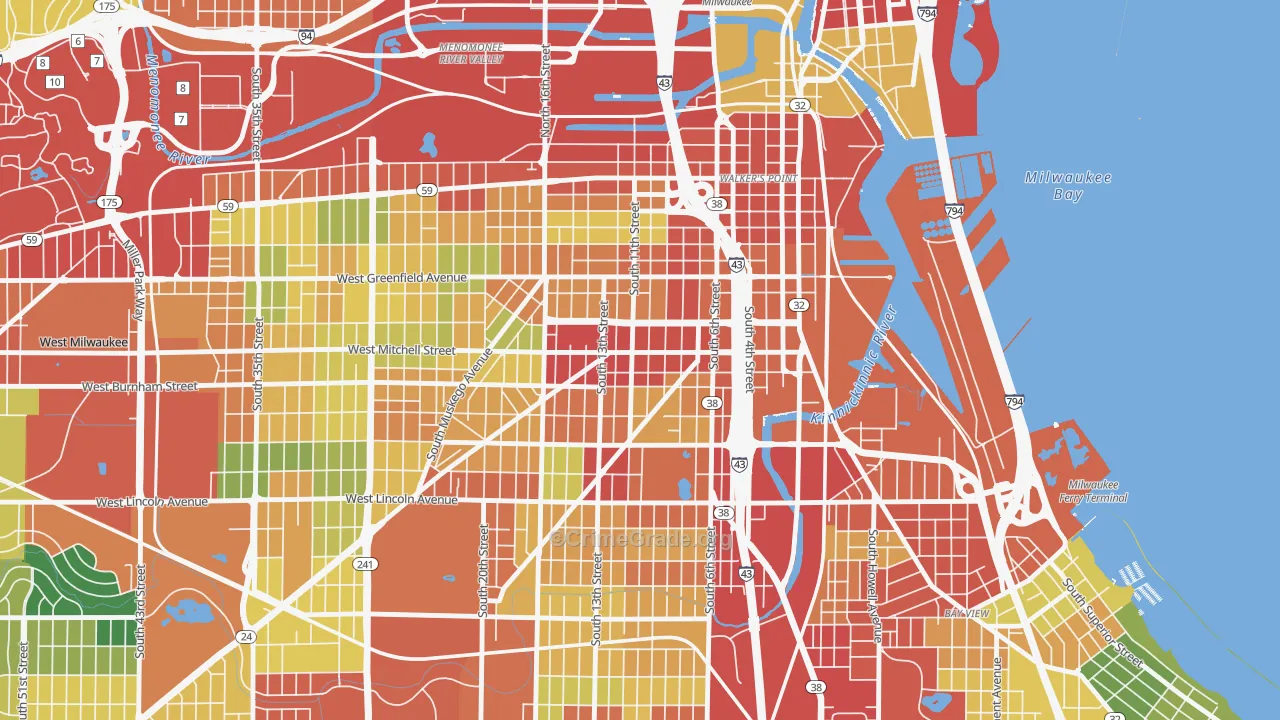 Historic Mitchell Street, Milwaukee, WI Map of Theft Rates