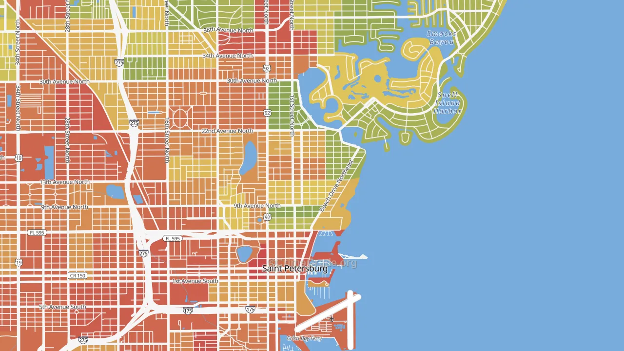 Historic Old Northeast, St. Petersburg, FL Map of Theft Rates