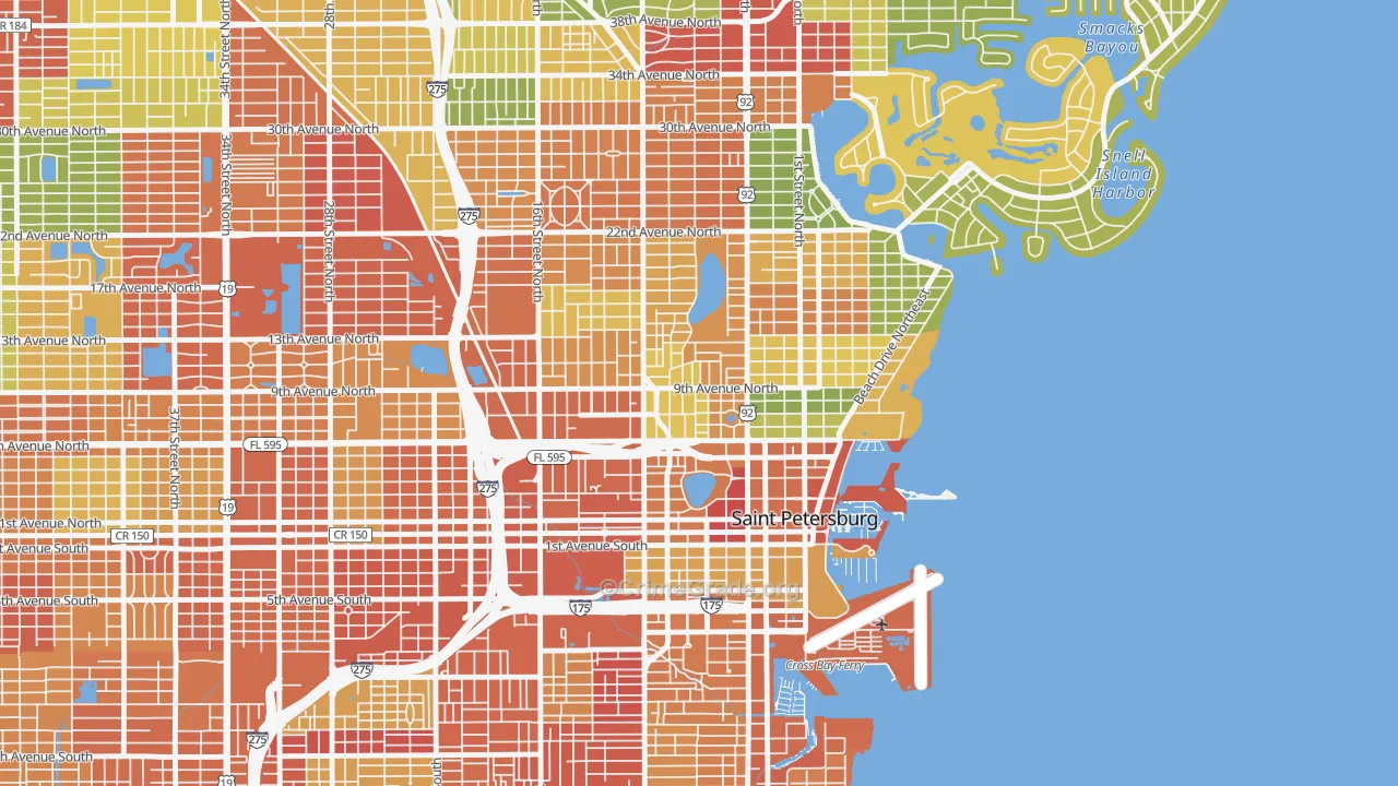 Historic Uptown, St. Petersburg, FL Map of Theft Rates