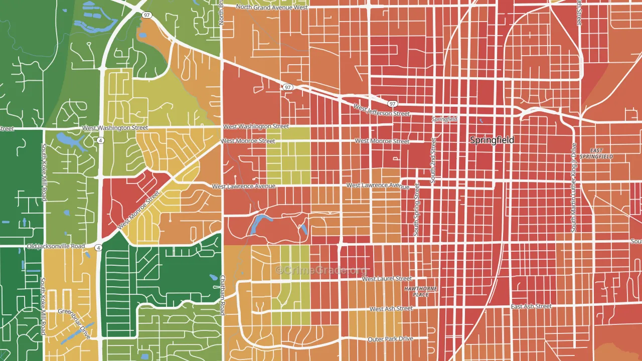 Historic West-Side, Springfield, IL Map of Theft Rates