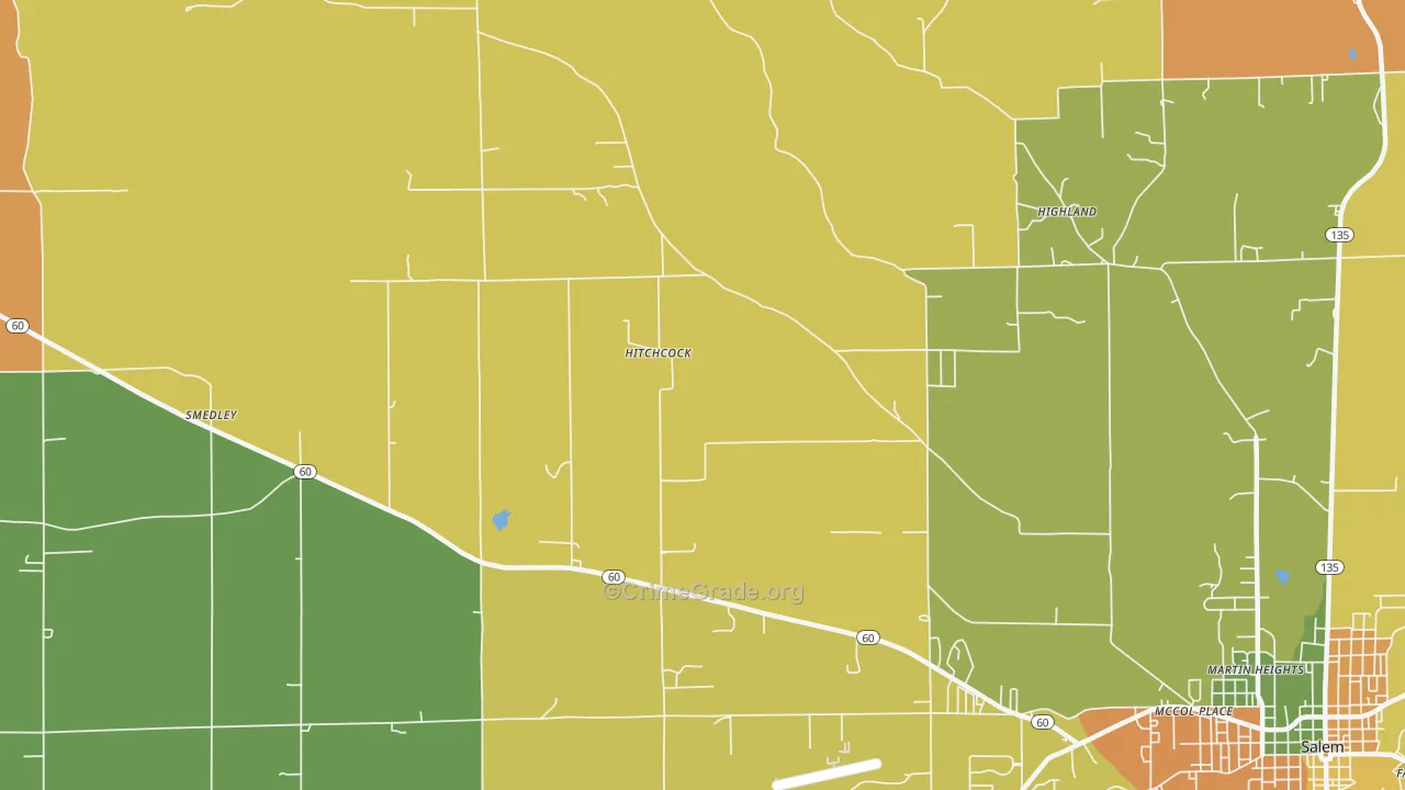 Hitchcock, IN Map of Theft Rates