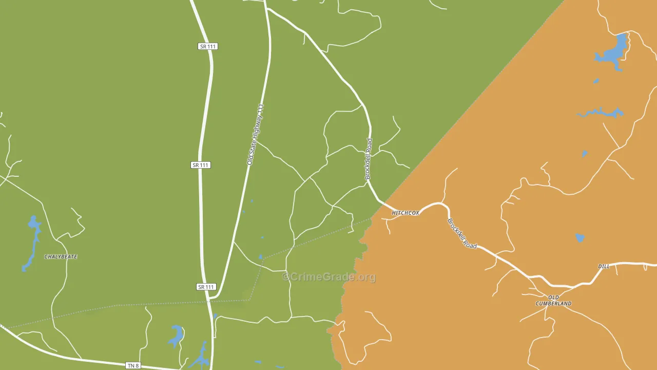 Hitchcox, TN Map of Theft Rates
