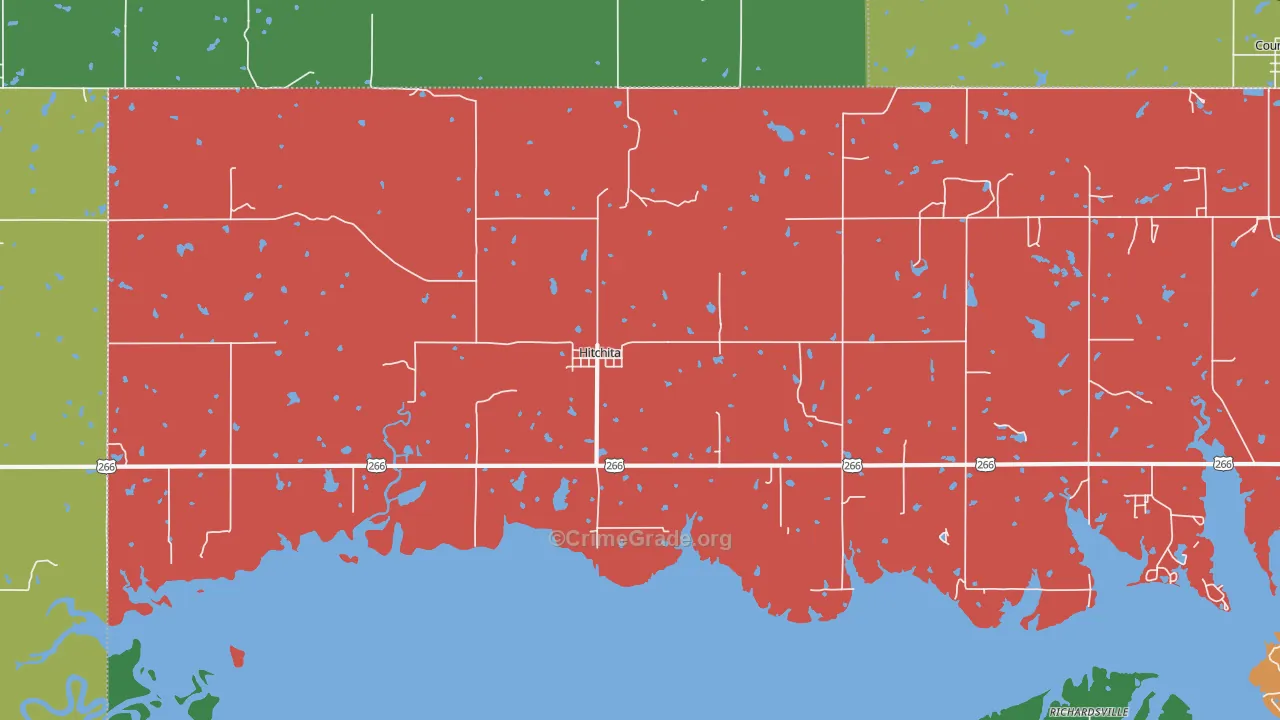 Hitchita, OK Map of Theft Rates