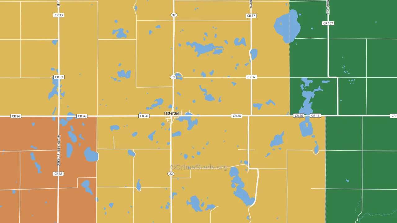 Hitterdal, MN Map of Theft Rates