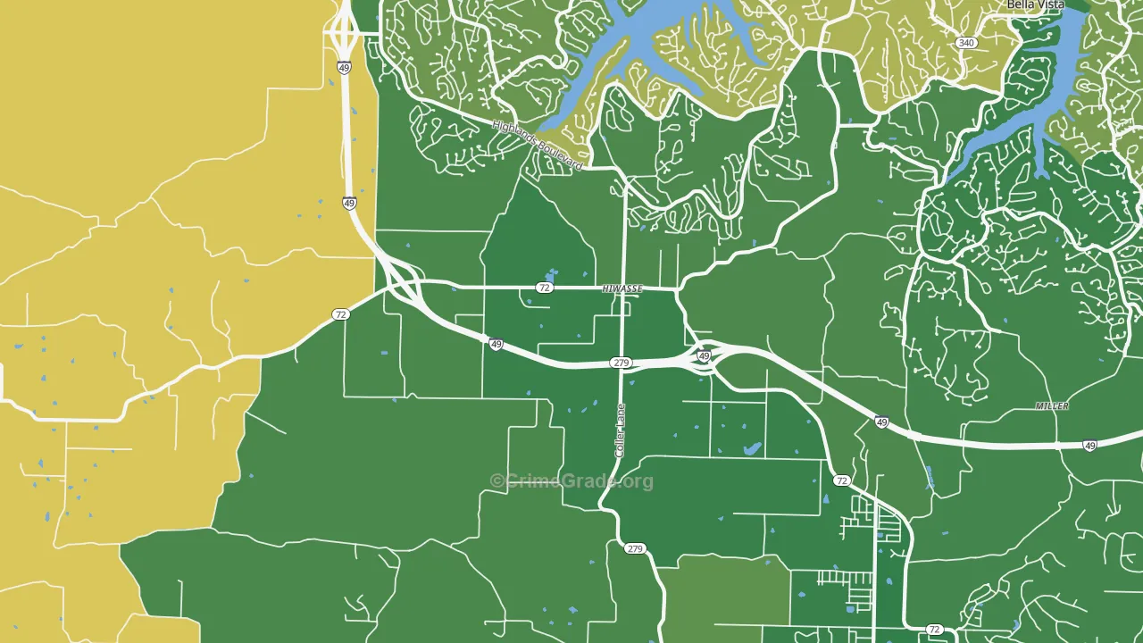 Hiwasse, AR Map of Theft Rates