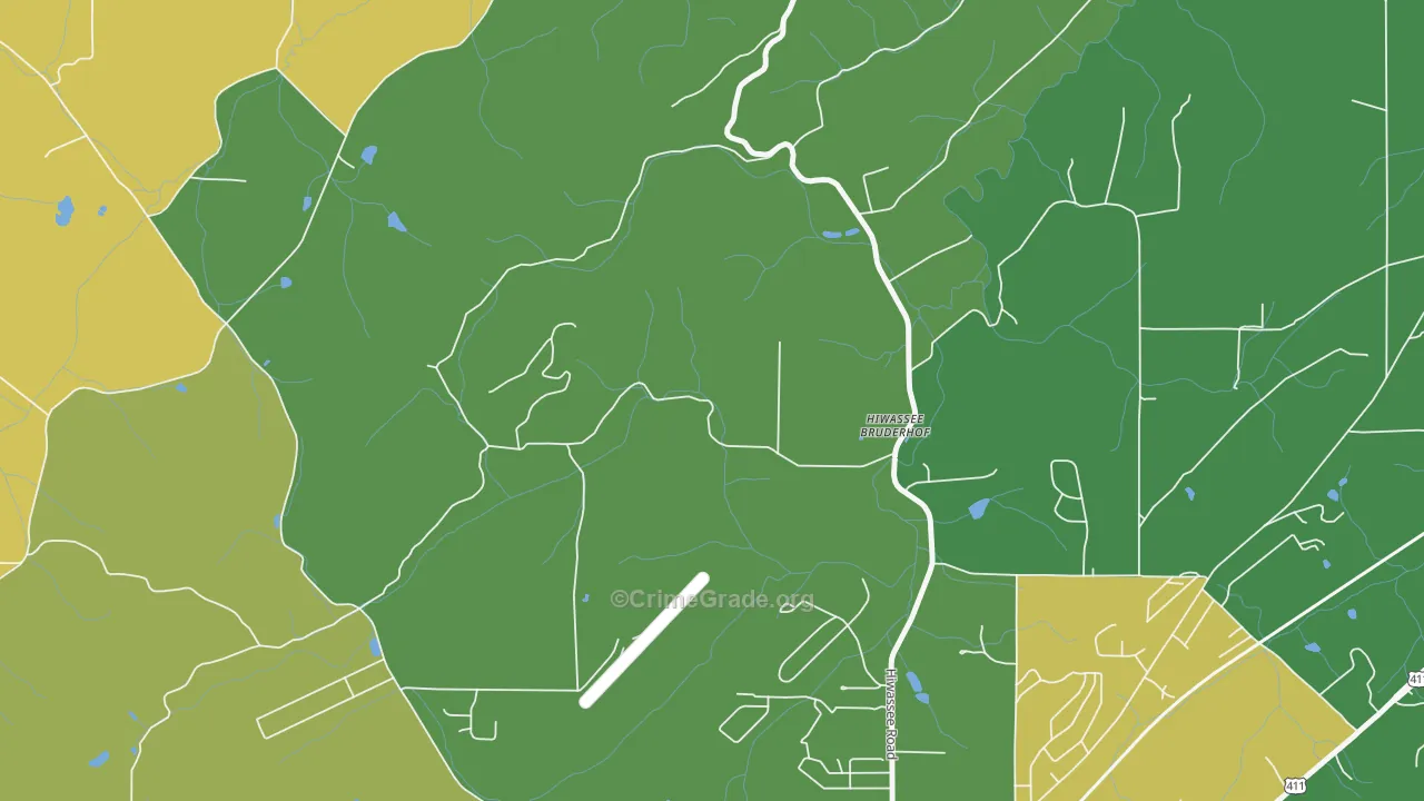 Hiwassee College, TN Map of Theft Rates