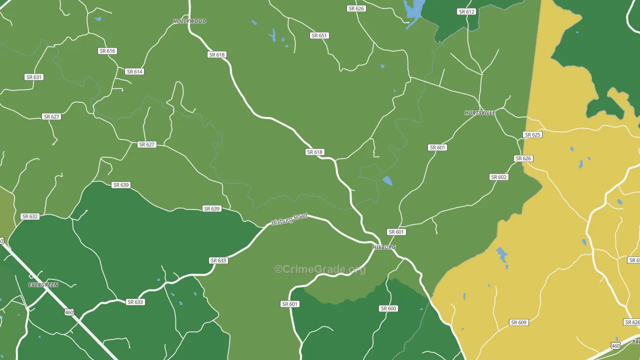 Hixburg, VA Map of Theft Rates
