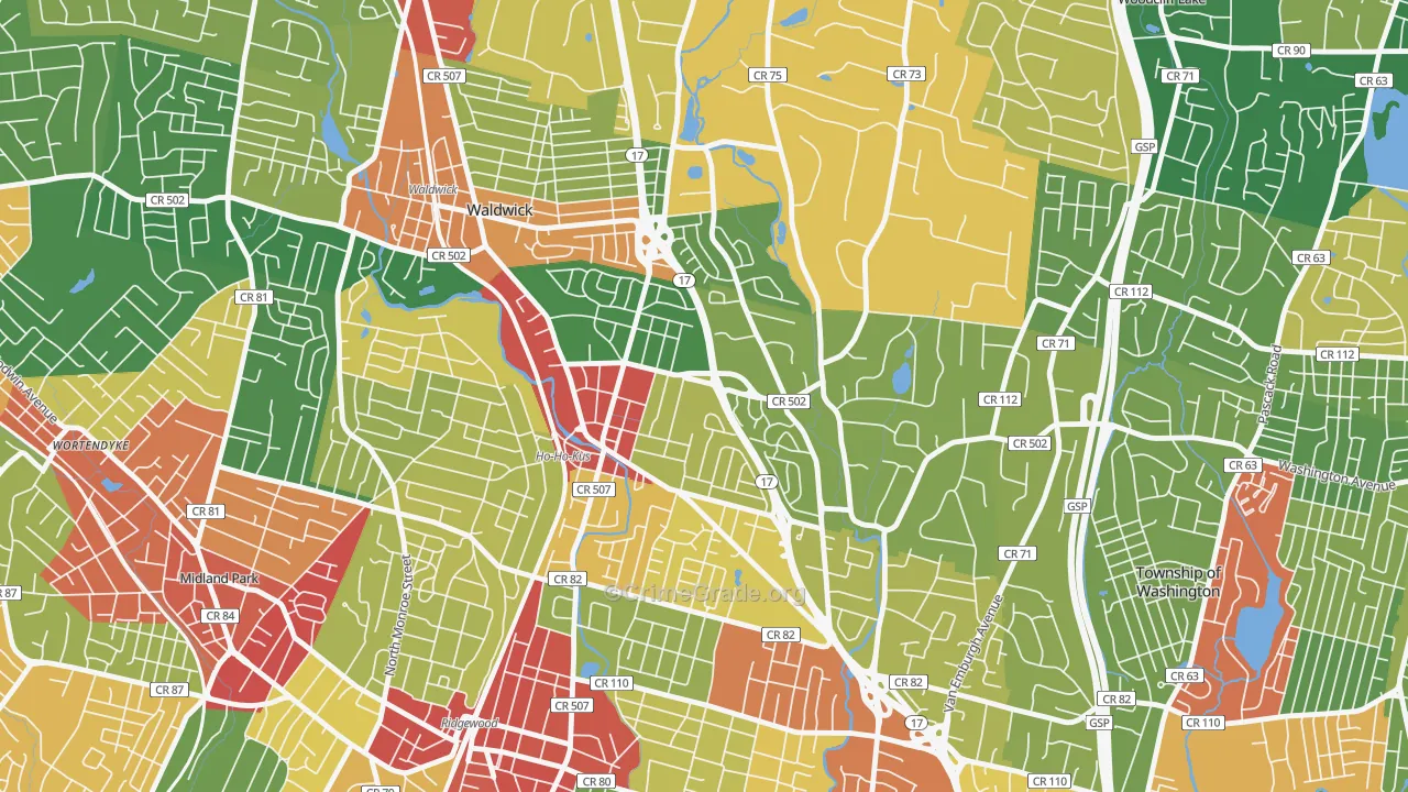 Ho-Ho-Kus, NJ Map of Theft Rates