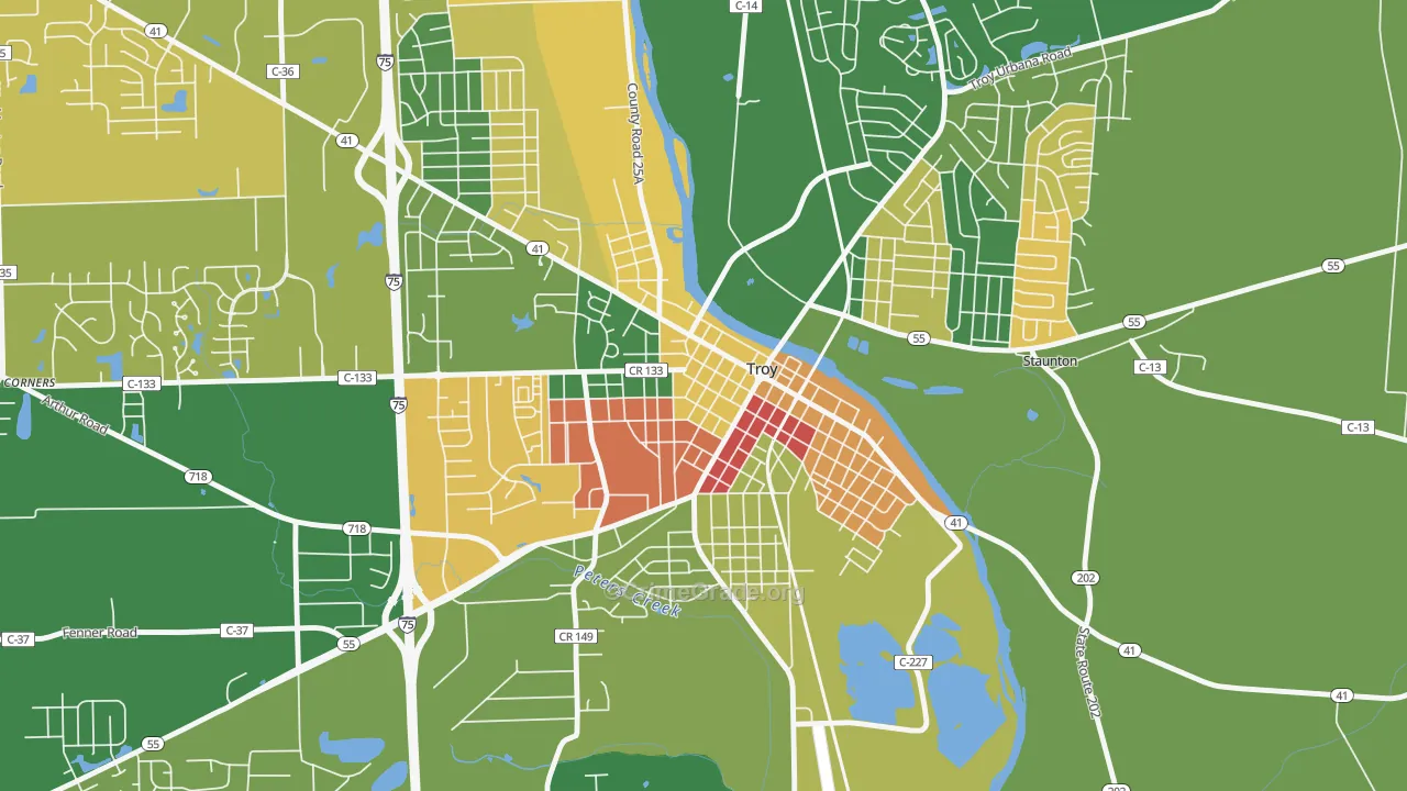 Hobart Circle Historic District, Troy, OH Map of Theft Rates