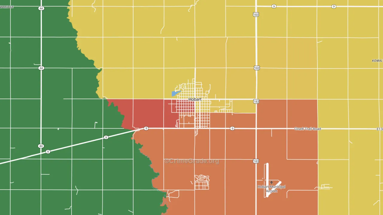 Hobart, OK Map of Theft Rates