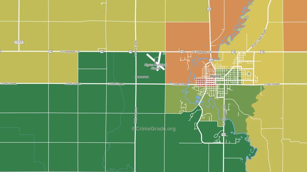 Hobarton, IA Map of Theft Rates