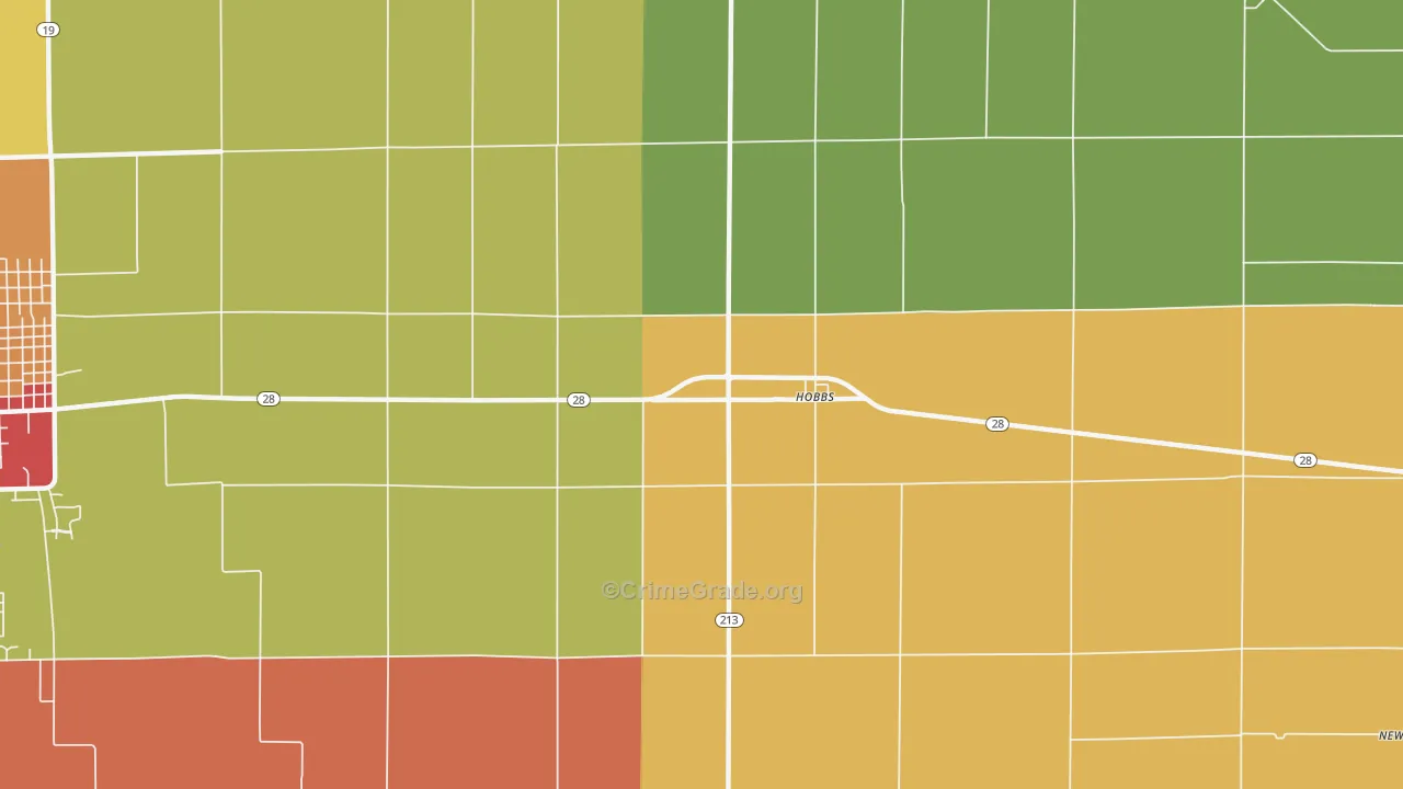 Hobbs, IN Map of Theft Rates