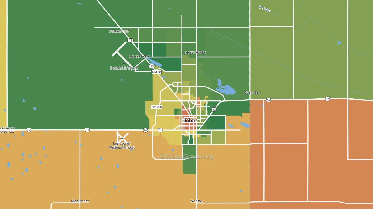 Hobbs, NM Map of Theft Rates