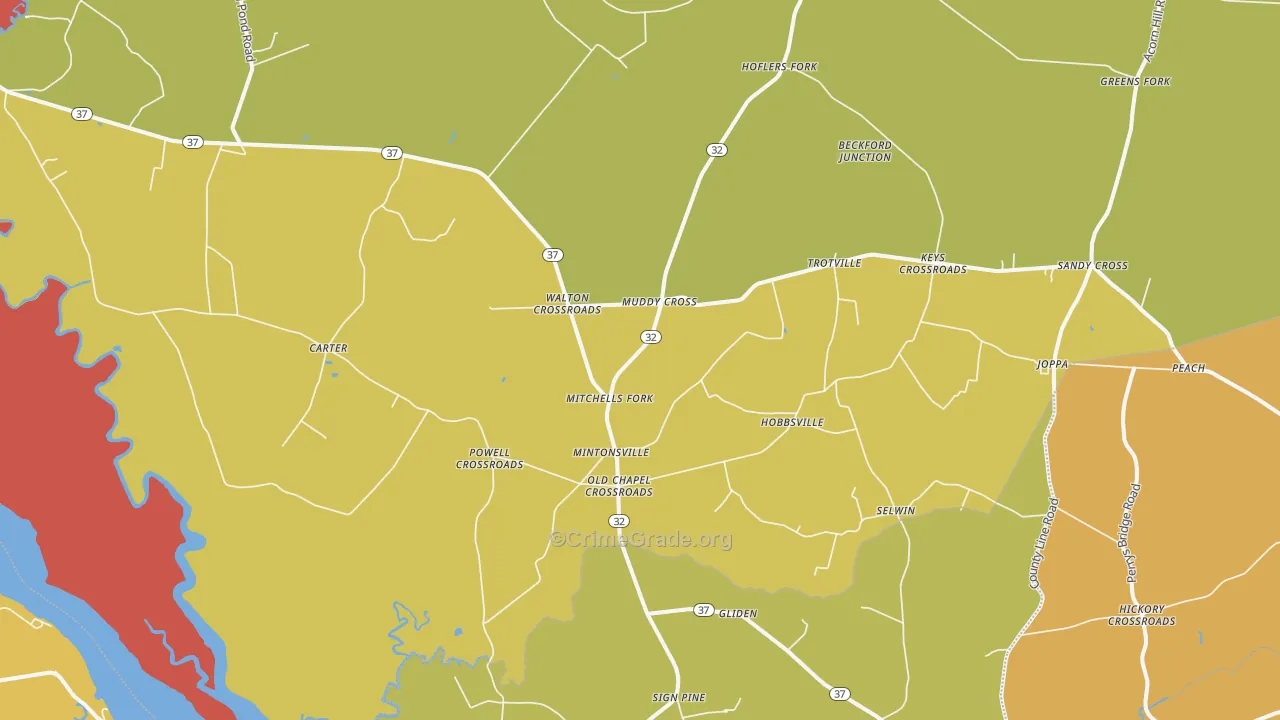 Hobbsville, NC Map of Theft Rates