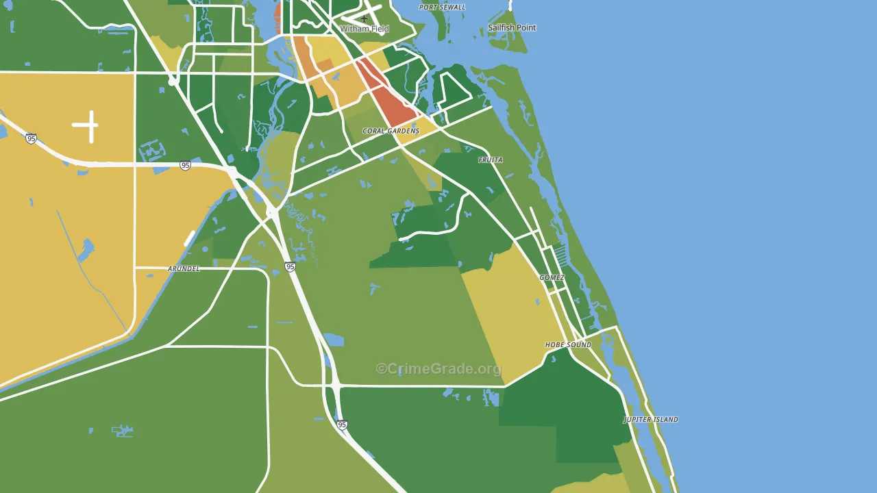 Hobe Sound, FL Map of Theft Rates