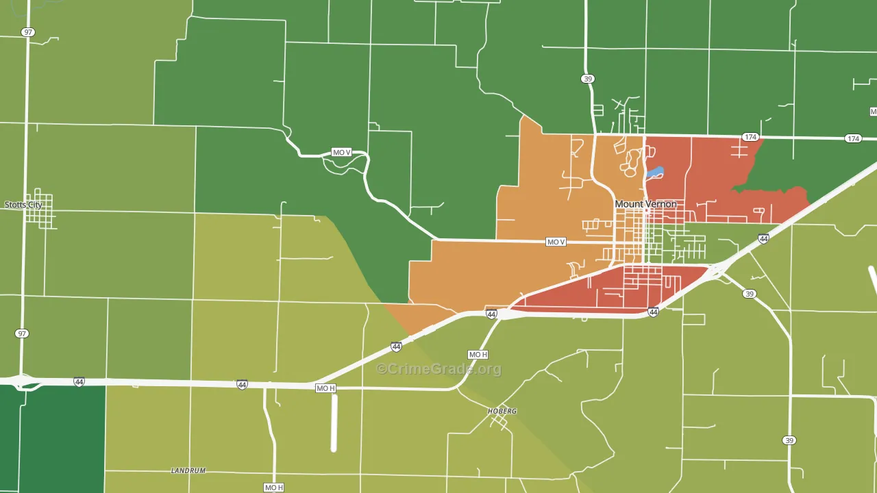 Hoberg, MO Map of Theft Rates