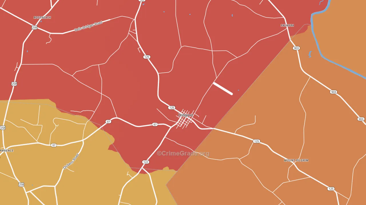 Hobgood, NC Map of Theft Rates