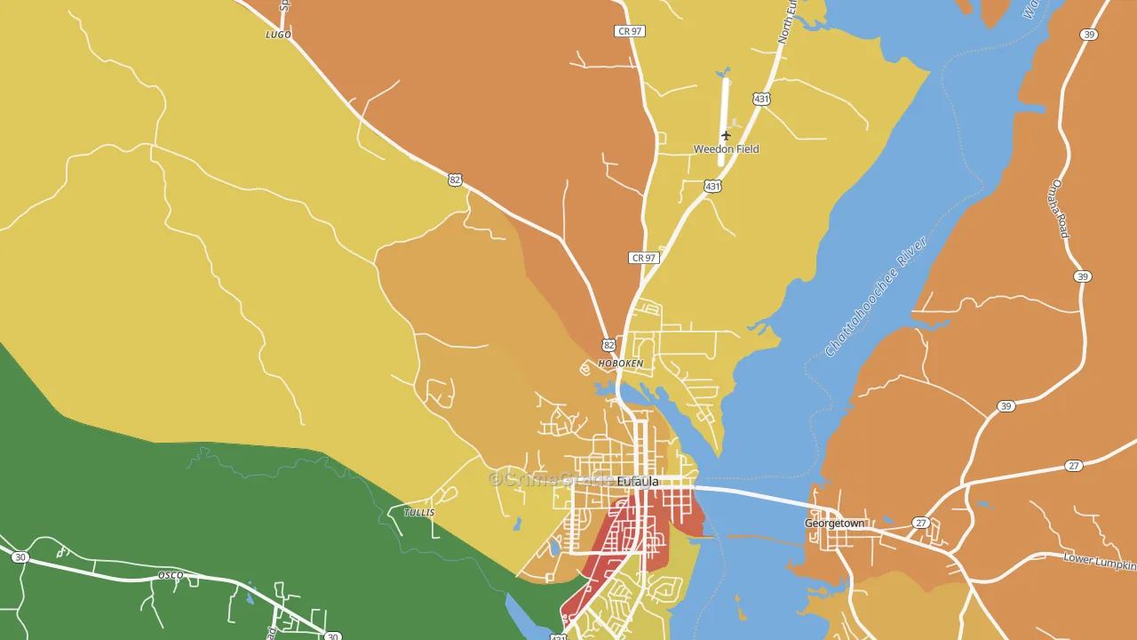 Hoboken, AL Map of Theft Rates