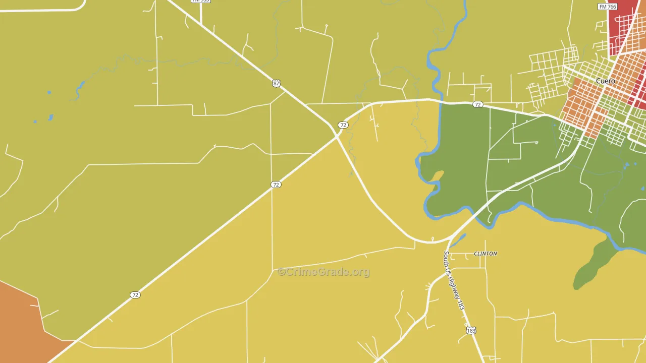 Hochheim, TX Map of Theft Rates