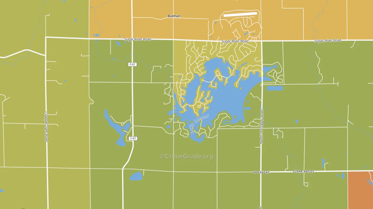 Hockaday, MI Map of Theft Rates