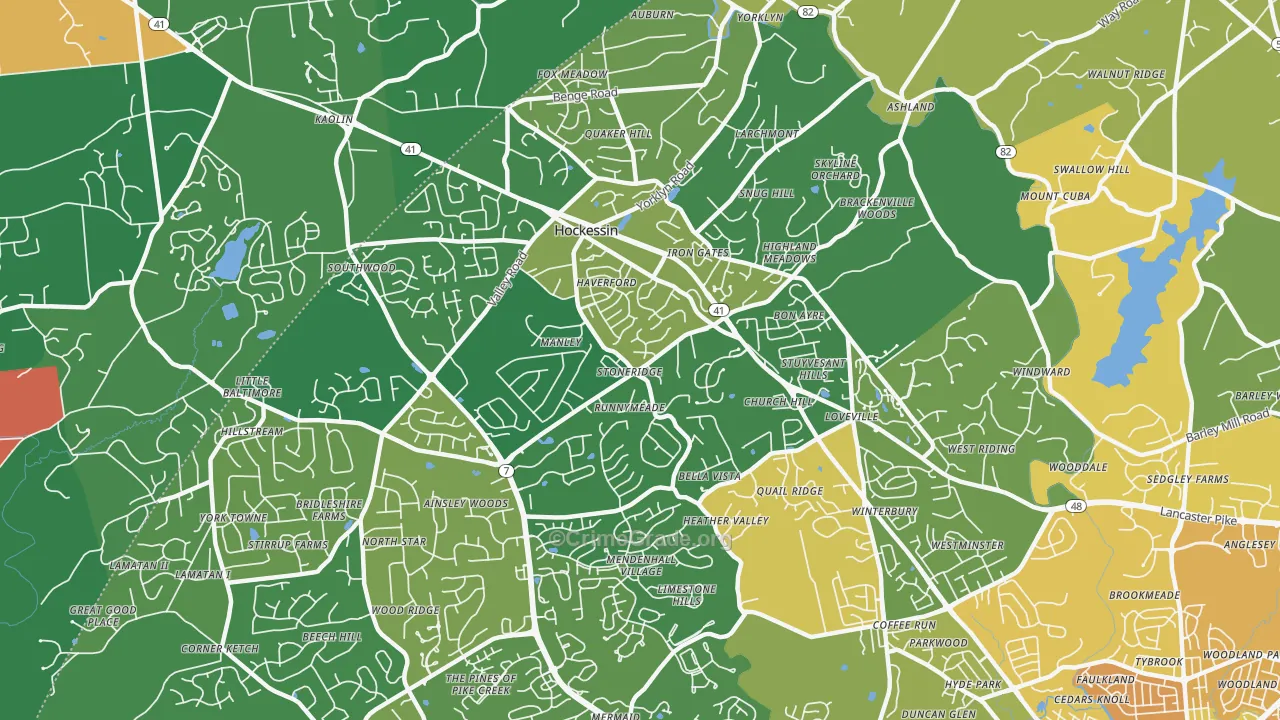 Hockessin, DE Map of Theft Rates