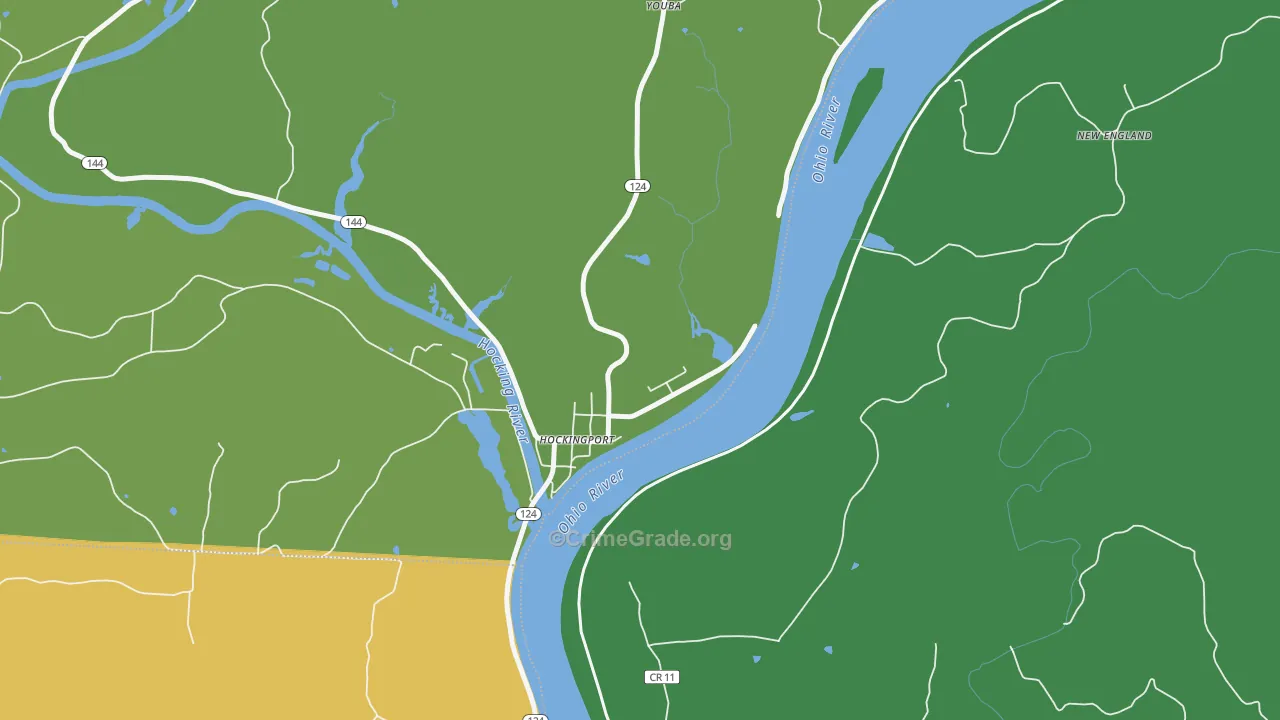 Hockingport, OH Map of Theft Rates
