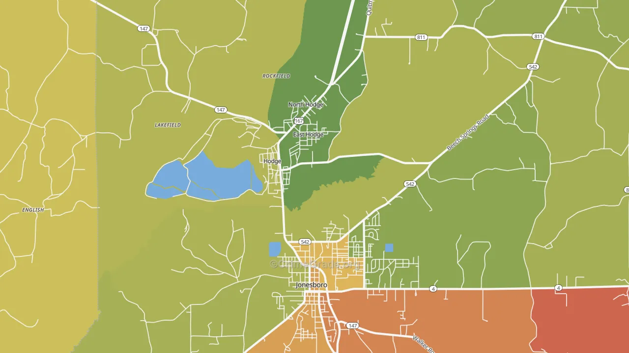 Hodge, LA Map of Theft Rates