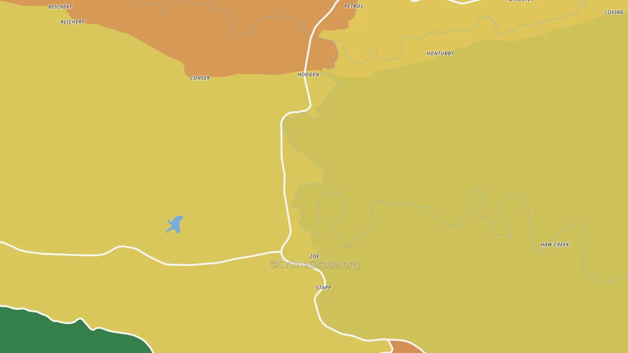 Hodgen, OK Map of Theft Rates