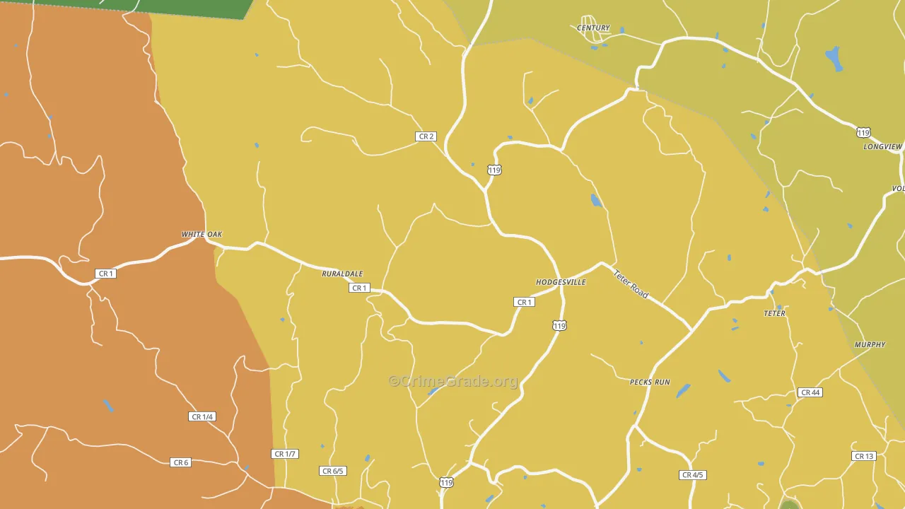 Hodgesville, WV Map of Theft Rates