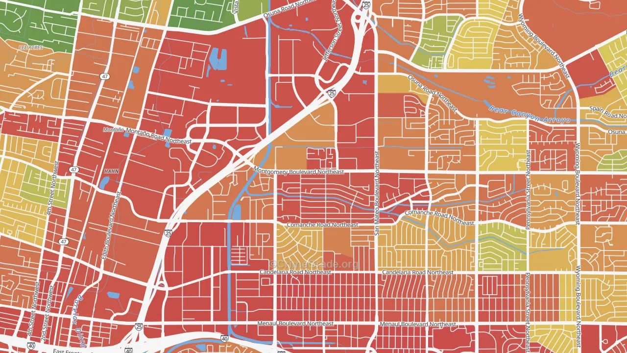 Hodgin, Albuquerque, NM Map of Theft Rates