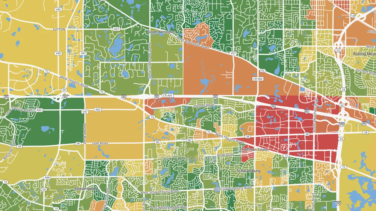 Hoffman Estates, IL Map of Theft Rates