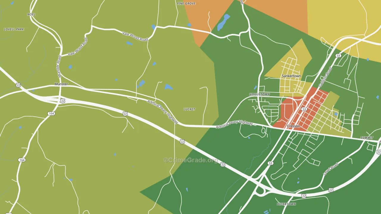 Hoguetown, PA Map of Theft Rates