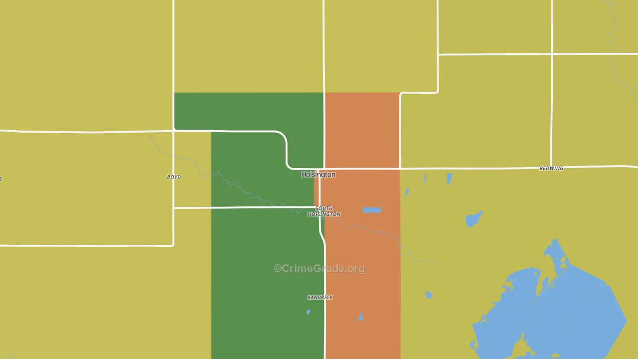 Hoisington, KS Map of Theft Rates