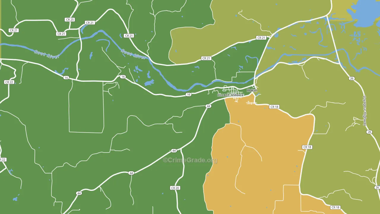 Hokah, MN Map of Theft Rates