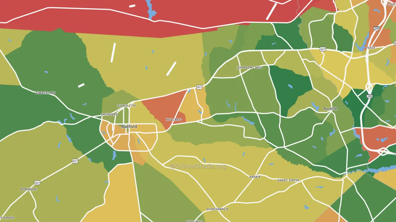 Hoke County, NC Map of Theft Rates