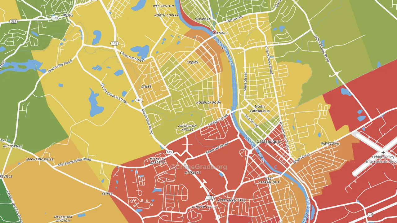 Hokendauqua, PA Map of Theft Rates