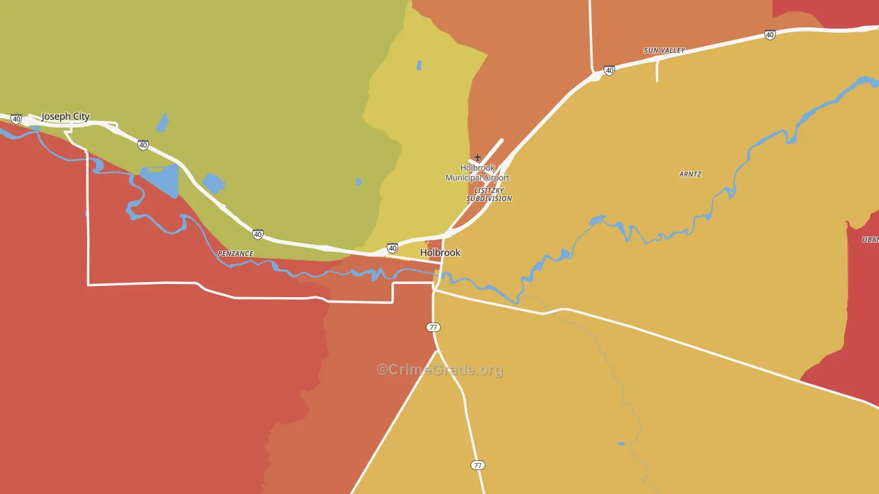 Holbrook, AZ Map of Theft Rates