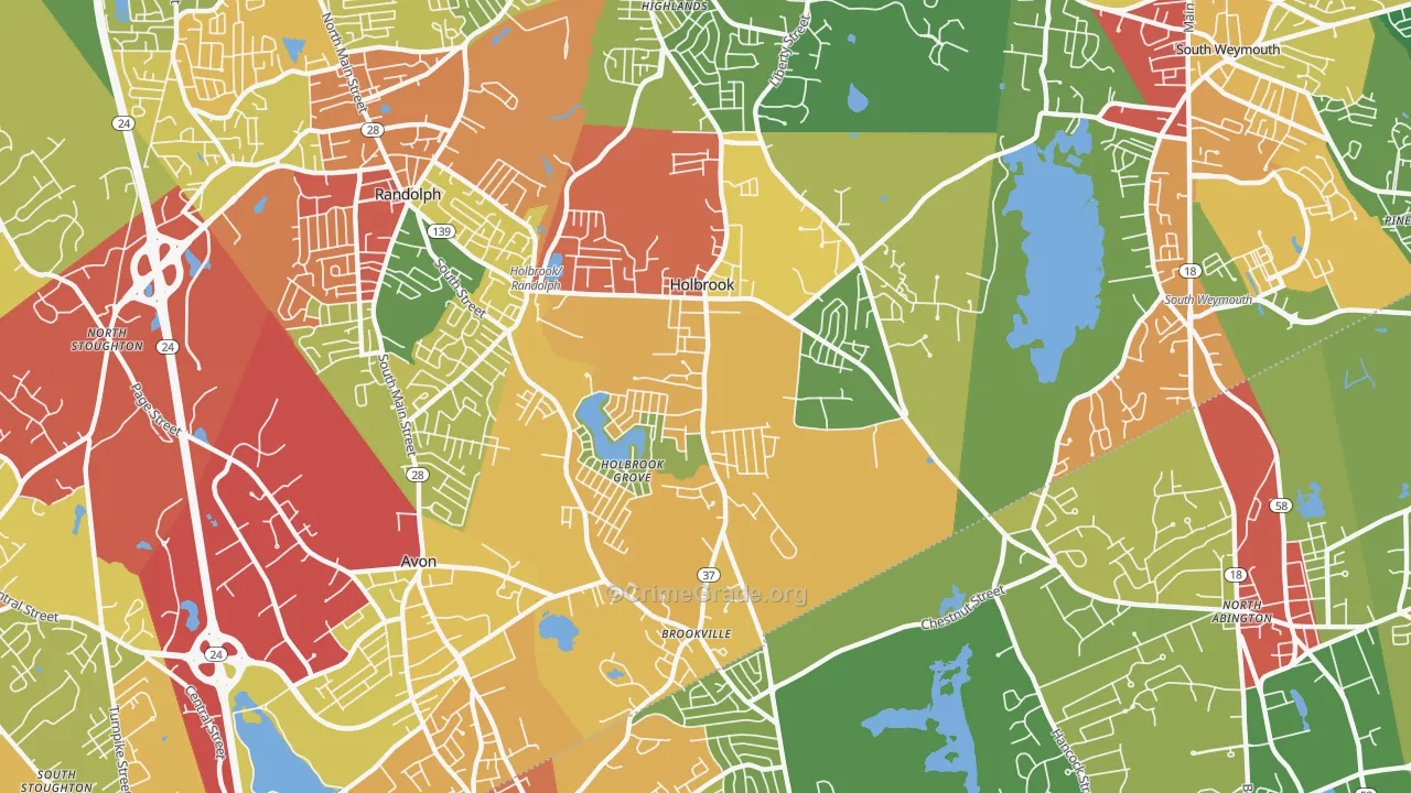 Holbrook, MA Map of Theft Rates