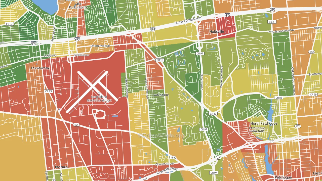 Holbrook, NY Map of Theft Rates
