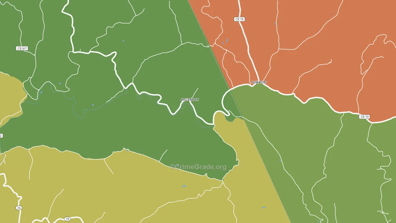 Holbrook, WV Map of Theft Rates